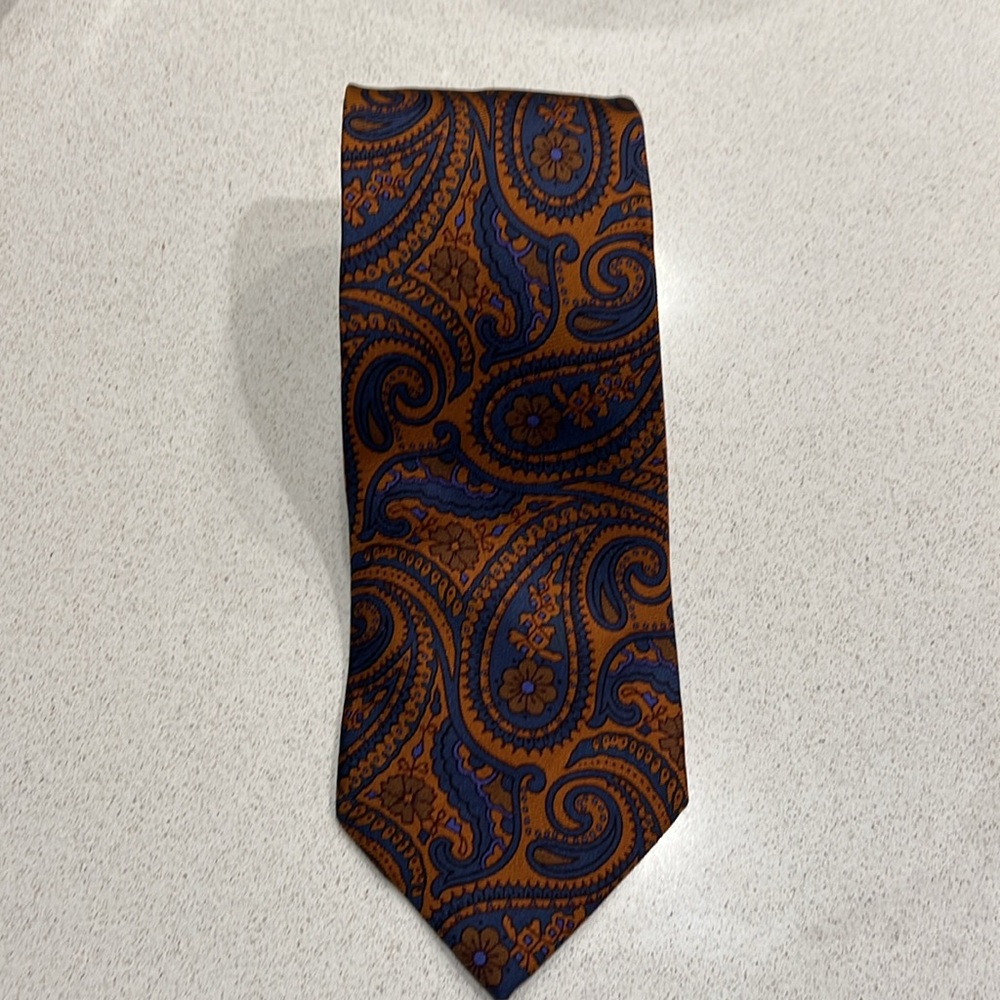 Vintage Franco Bassi Brown Paisley Print 100% Silk Tie